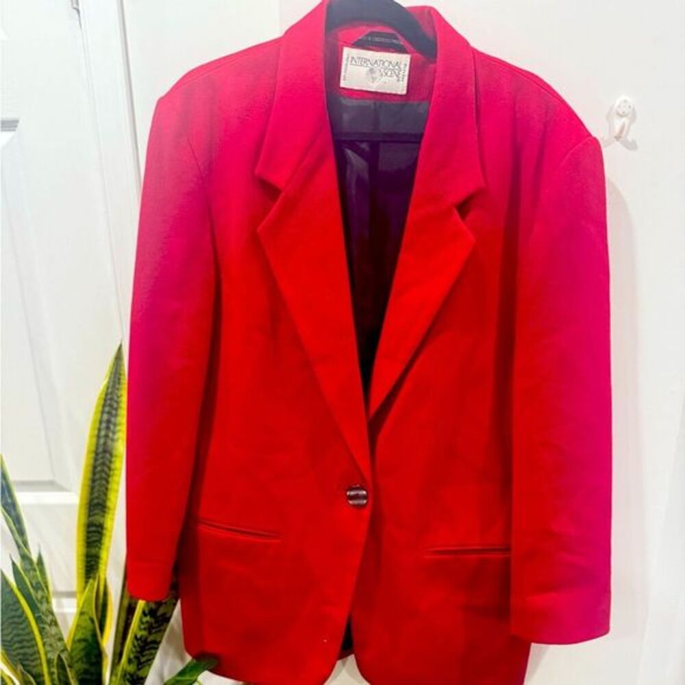 Vintage 1980s International Scene Red Wool Blazer - Size 9/10 - Classic‎